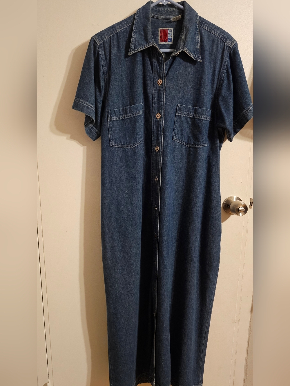 Vintage Denim 90s Dark Wash Button-Front Maxi Dress Like New